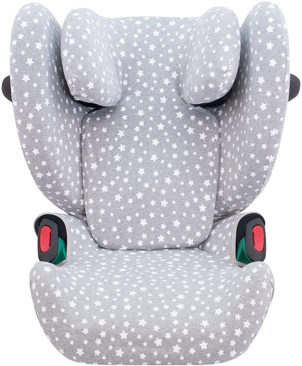 SnelShoppen - Autostoelhoes voor Cybex Solution G I-size - Kids Hoes - Wit Sterren Design - Perfecte Bescherming - Geschikt voor Kinderen - Zacht en A