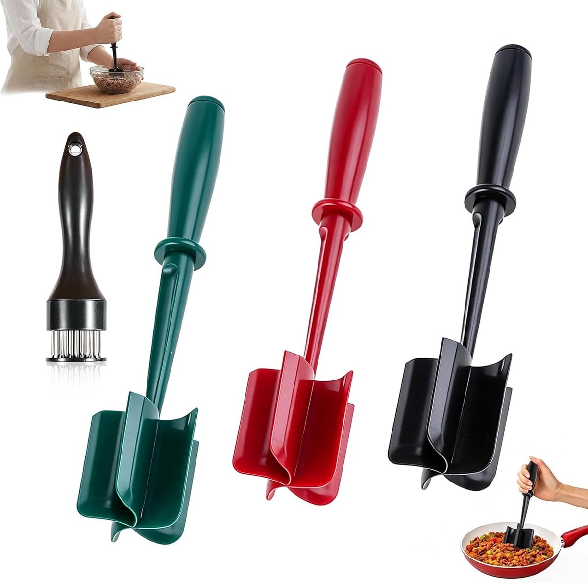 Set van 4 Multifunctionele Vleesmalers voor Gemalen Vlees, Aardappelen en Voedselbereiding