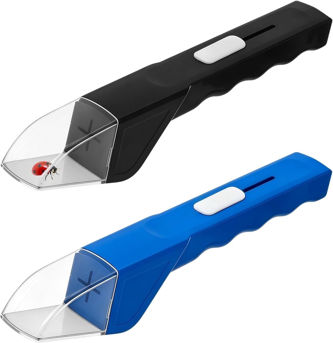 Set van 2 handzame insectenvallen - Insectenobservatiebox voor buiten - Spinnenval - Insectenverzamelaar met transparante opvangbak - Voor het vangen en observeren van levende insecten - Geschikt voor buitenactiviteiten - Zwart/Blauw - 27*4,5*5.5 cm