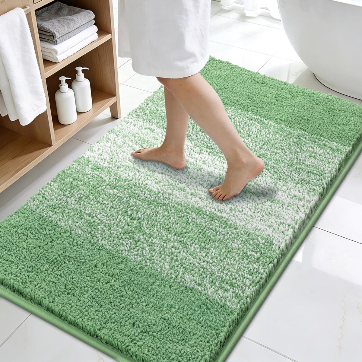 SnelShoppen - Zachte Badmatten & Badmatten Groen 80 x 120 cm - Antislip, Absorberend, Ideaal voor Badkamer, Douche, en Toilet - Luxe Badmatten voor Co