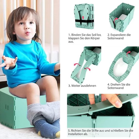 Draagbaar kindertoilet opvouwbaar - klaptoilet voor onderweg - BPA-vrij babypotje voor thuis en reizen van draagbaar — afbeelding 4