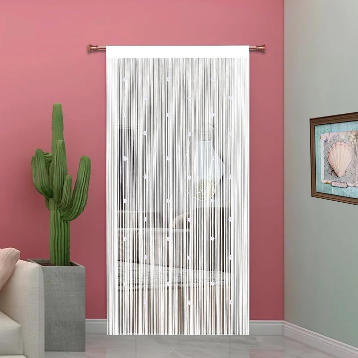 SnelShoppen - Taiyuhomes Kralen Vliegen Insecten Gordijnen voor Deuren - Vliegenscherm Kralen Gordijn Snoer 90x245cm - Wit - Perfect voor Deuropeninge