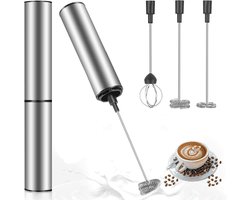 Elektrische melkopschuimer - Garde opschuimer - Koffie maken - Dubbele klopper - USB oplaadbaar - Roestvrij staal