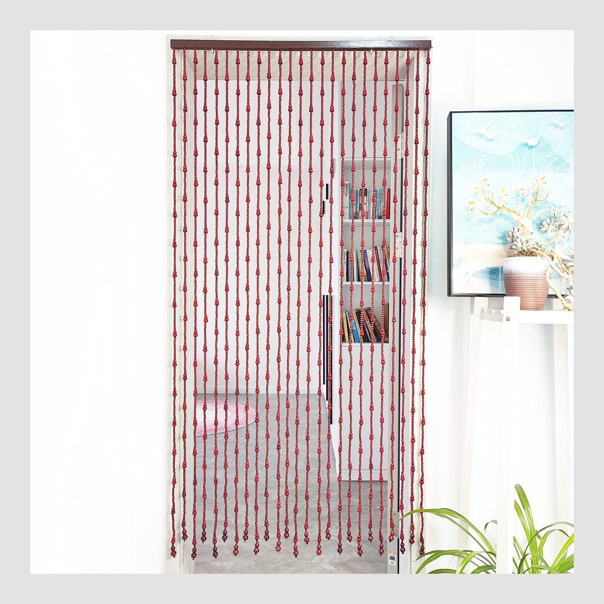 SnelShoppen - Deurgordijn Houten Kralengordijn Bruin 90 x 210 cm voor Deur, Balkon, Wand en Deuropening, Ideaal voor Feest, Tuin, Keuken en Kinderen