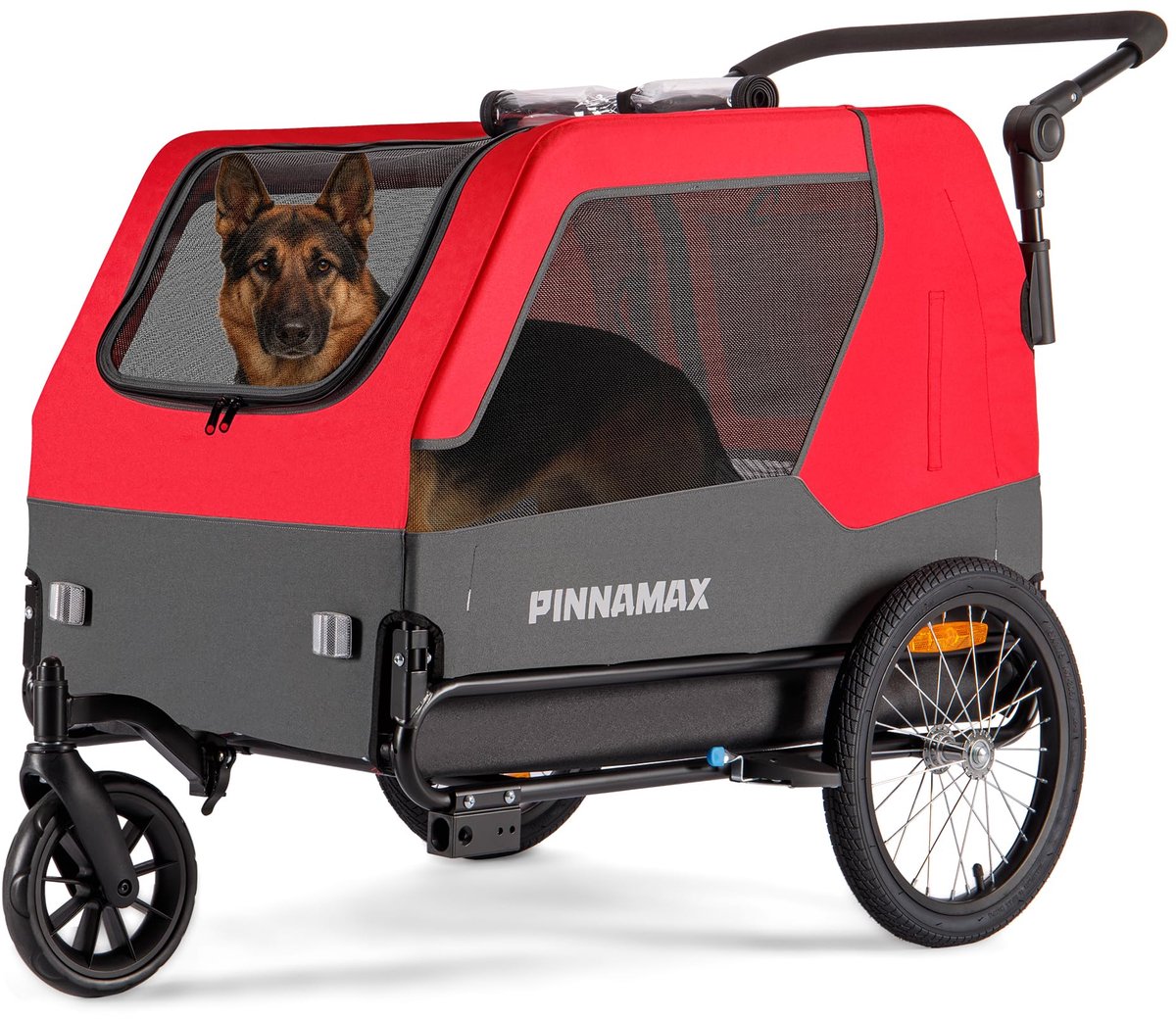 SnelShoppen - Hondenaanhanger voor Fietsen - 2-in-1 Huisdierwagentje tot 45 kg - Fietsaanhanger voor Honden met Universele Fietskoppeling, Antislipbod