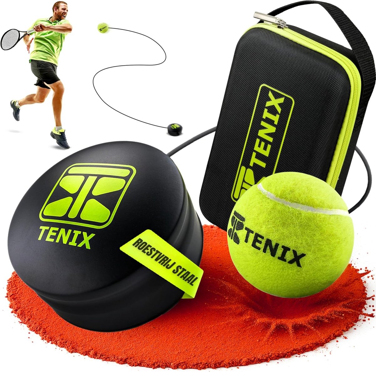 SnelShoppen - Tennis Trainer Set met Power-Grip-Systeem - Ideaal Trainingshulpmiddel voor Kinderen en Volwassenen - Perfect voor Tuin, Park en Tennisb