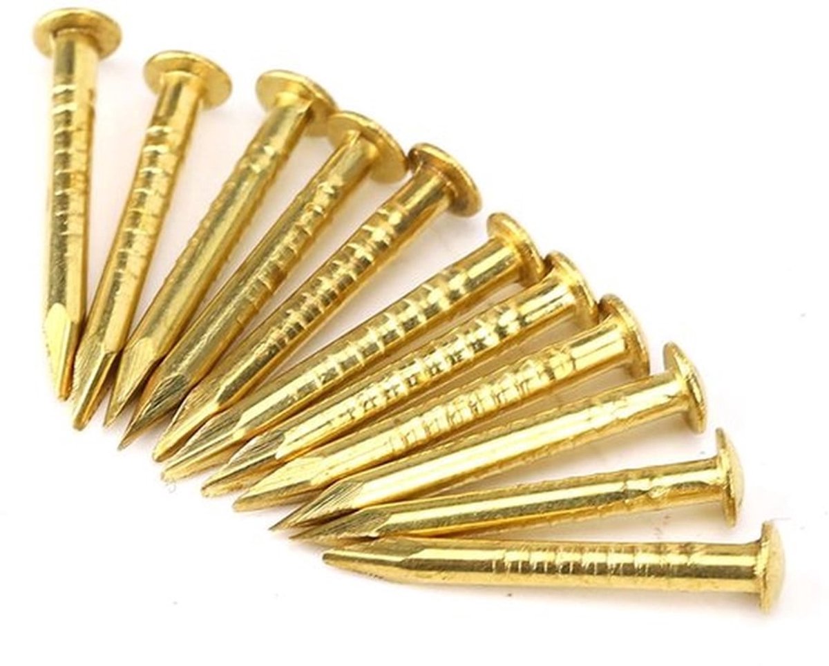 Kopspijkers 100 stuks - Ronde Kopspijkers - Messing Nagels - Siernagels - Meubelaccessoires - 15 mm Lengte