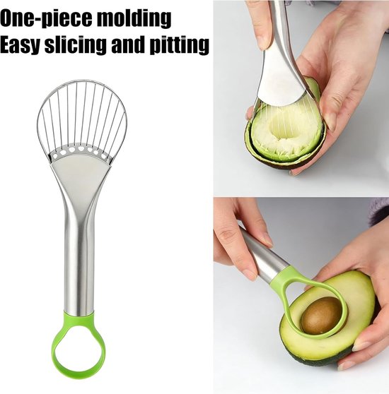 3-delige Avocado Snijset voor het Snijden, Ontpitten en Schillen van Verse Avocado's in de Keuken, Inclusief Groene Fruitsnijder en Avocado Saver — afbeelding 5