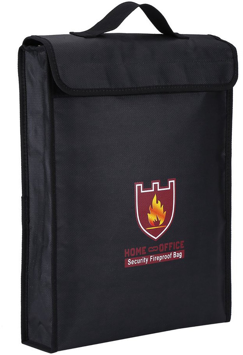 Brandwerende documententas – Documententas voor kantoor/thuis – Brandwerende geldtas – Bestand tegen hoge temperaturen tot 1000 graden Celsius – Tas met 3D-structuur – Waterdicht – 6,5*30,5*38 cm – Geschikt voor A4-documenten – Zwart
