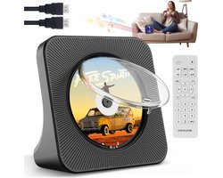 Multifunctionele DVD/CD Speler - Desktop DVD Speler - 6-In-1 - Bluetooth 5.0 - FM Radio - USB - HDMI - 75° Kantelbaar - Voor Slaapkamer en Woonkamer - Cadeau