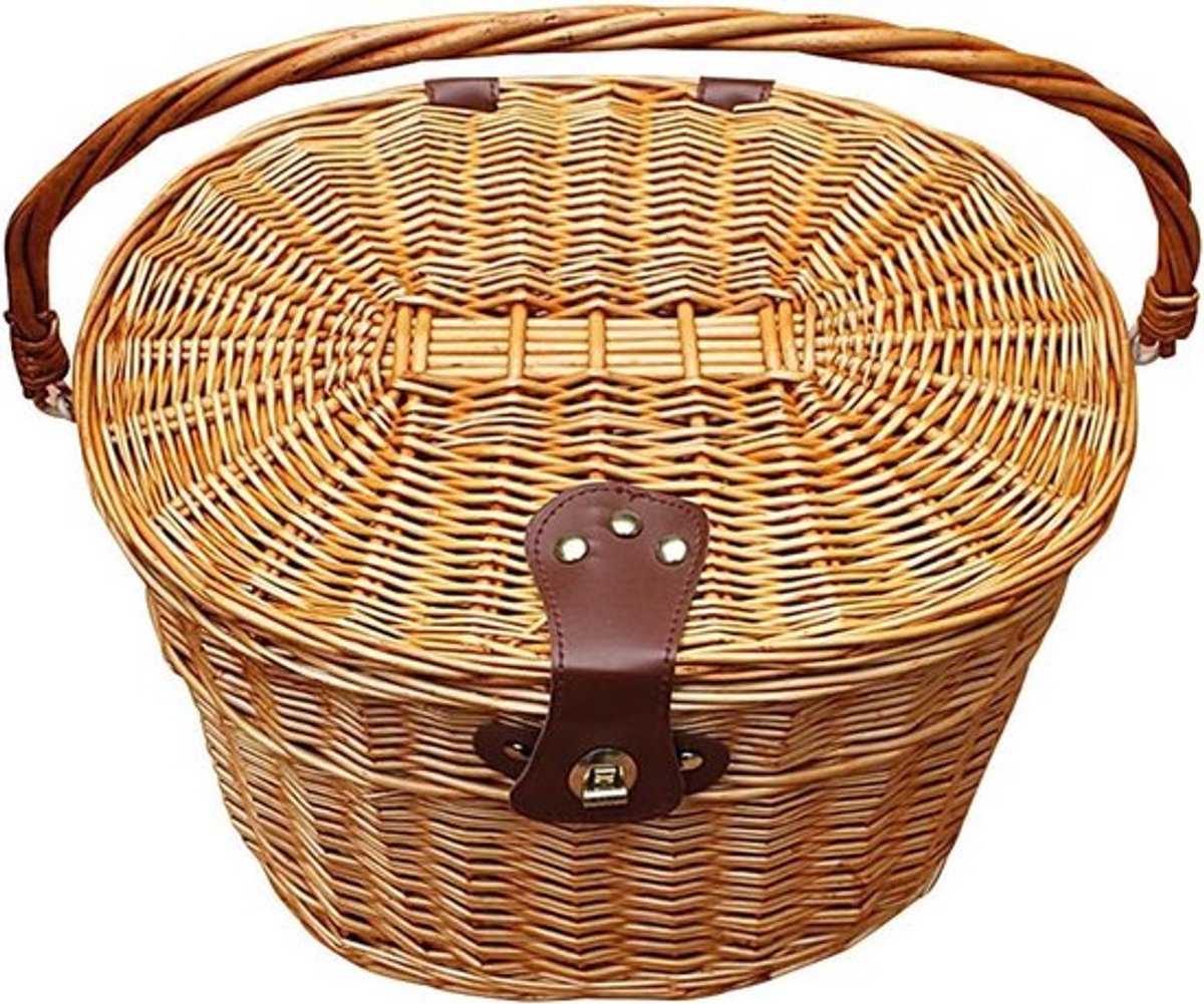 Rieten Fietsmand met Deksel, Handgemaakte Wicker Mand voor Fietsen en Picknicks