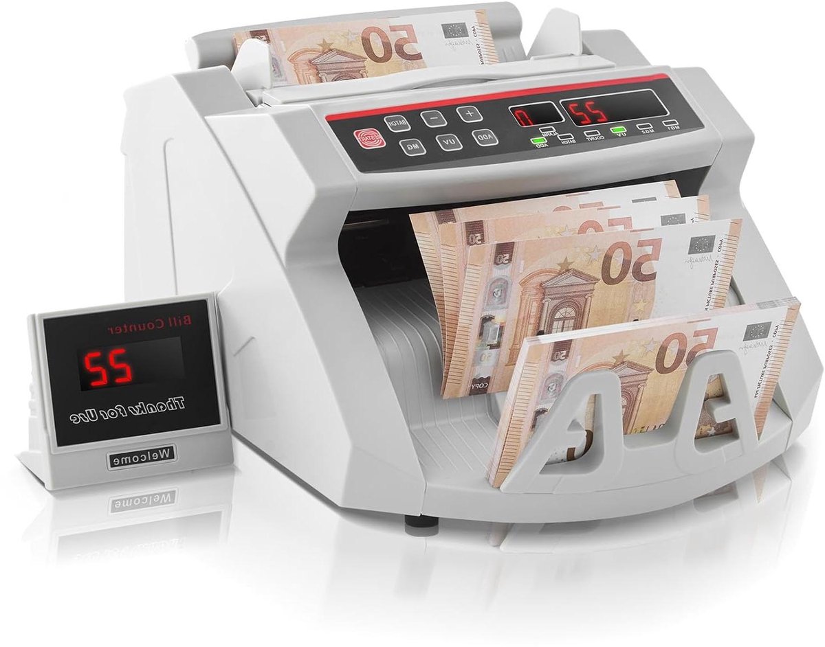 Biljet Tellers - Geld Telmachine - Snel Geld Tellen - Met Valutadetectie - 1000 Biljetten/Min - Zwart