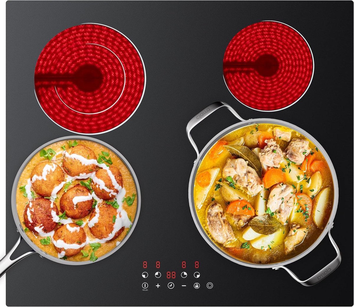 Keramische Kookplaat - 4 Pitten - Snel Koken - 9 Temperatuurstanden - 59 cm - Zwart