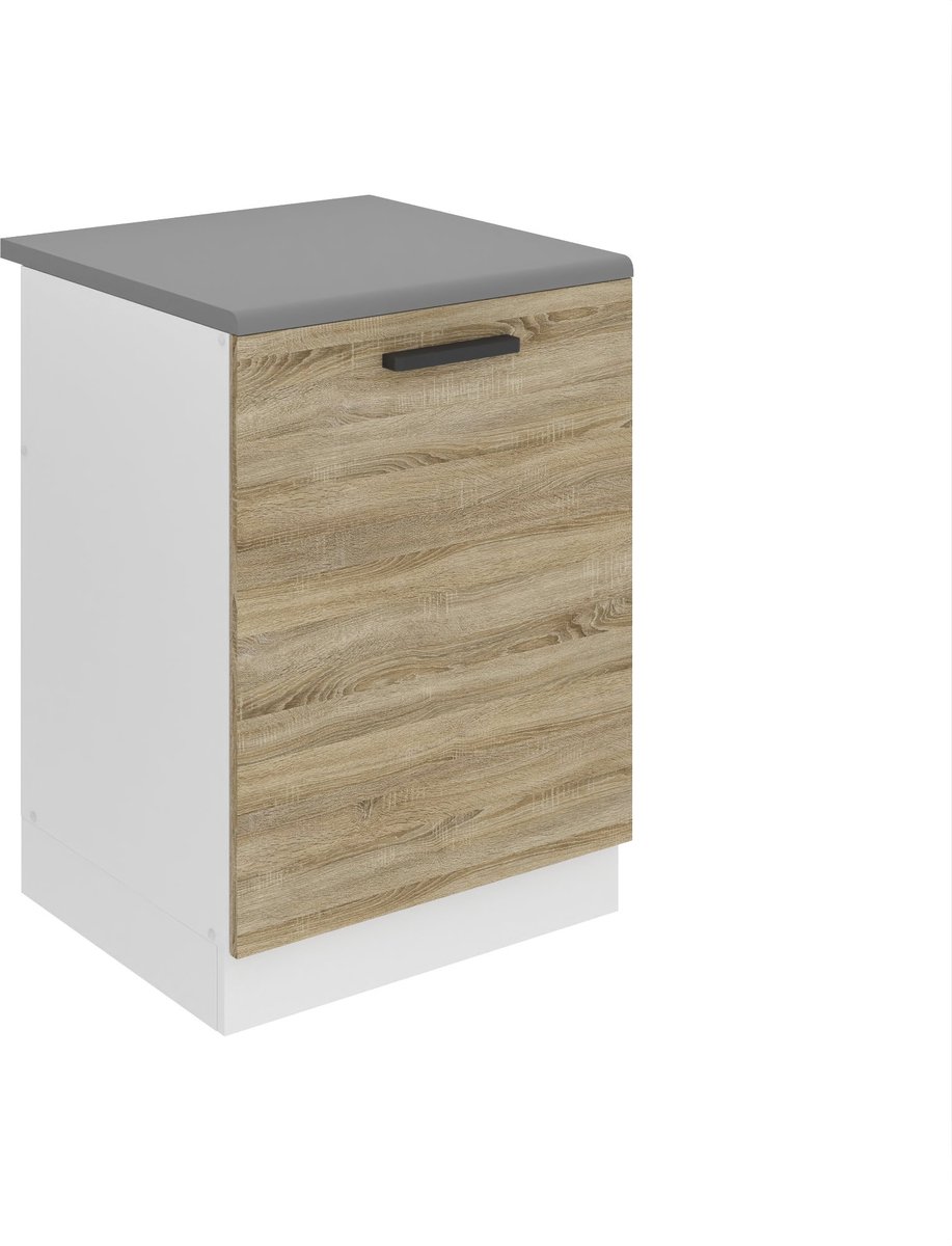 BELINI Spoelbakkast SDZ 60 cm met 1 Deur met Werkblad - Sonoma Eiken