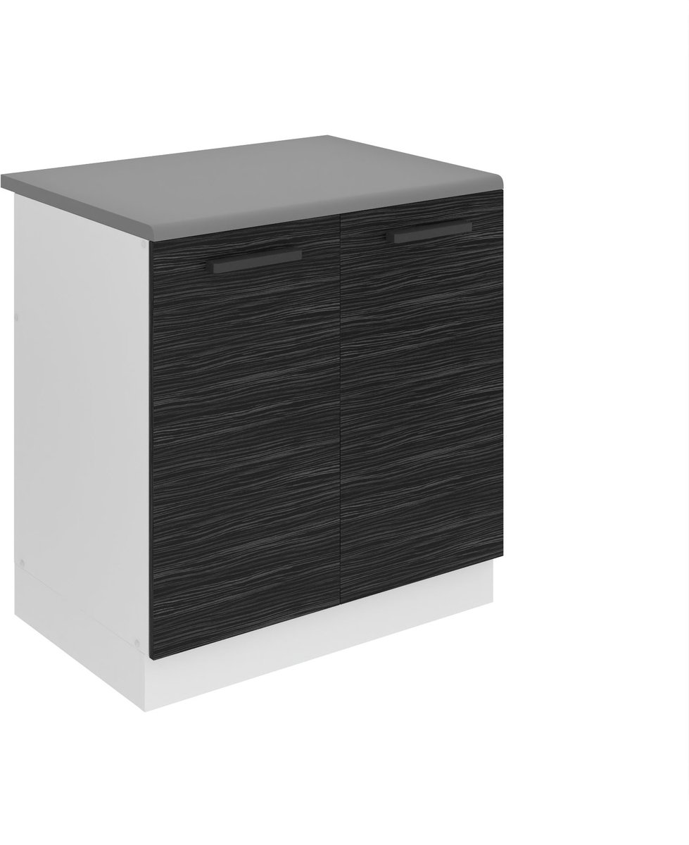 BELINI Spoelbakkast SDZ 80 cm met 2 Deuren met Werkblad - Koninklijk Ebbenhout