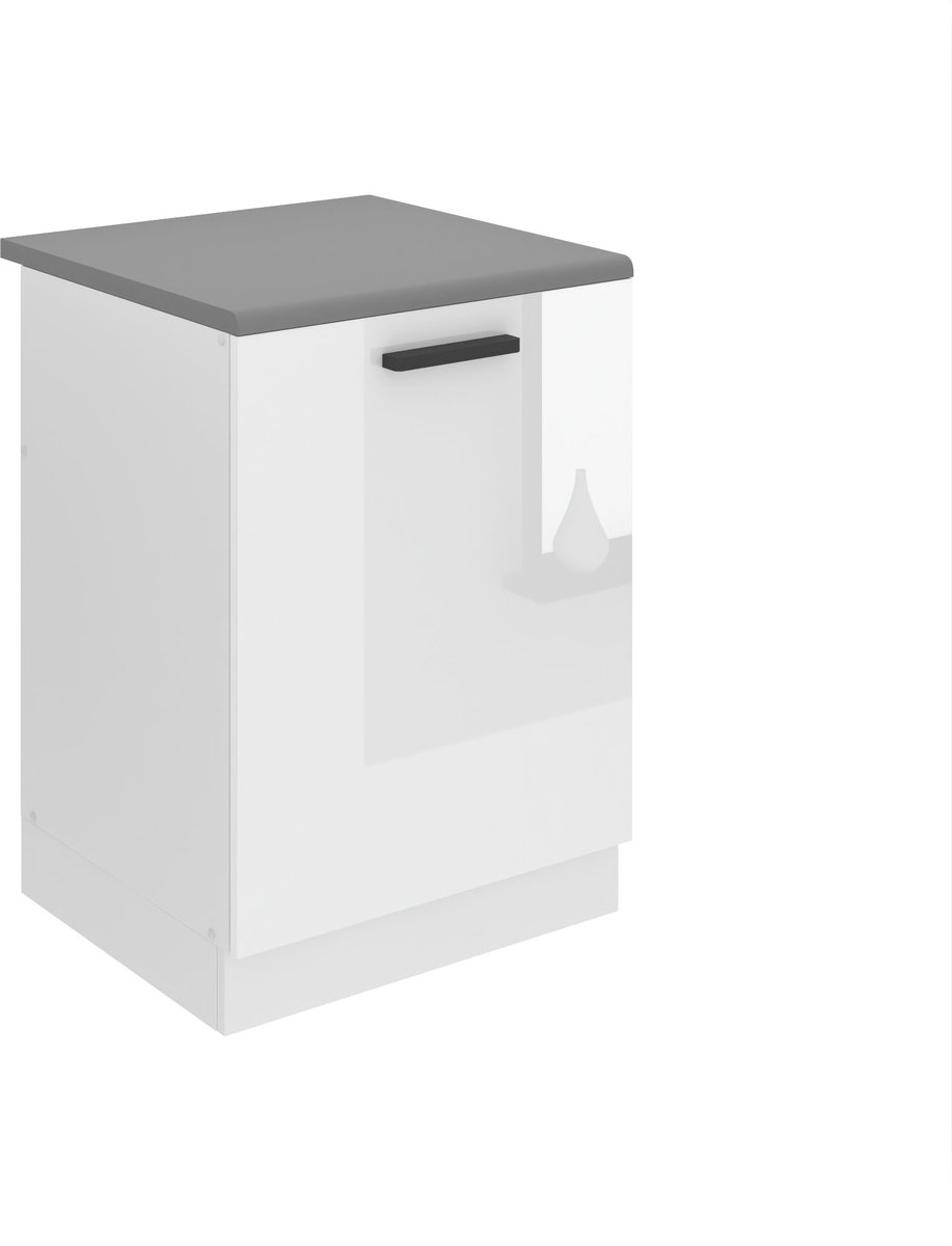 BELINI Spoelbakkast SDZ 60 cm met 1 Deur met Werkblad - Wit Hoogglans