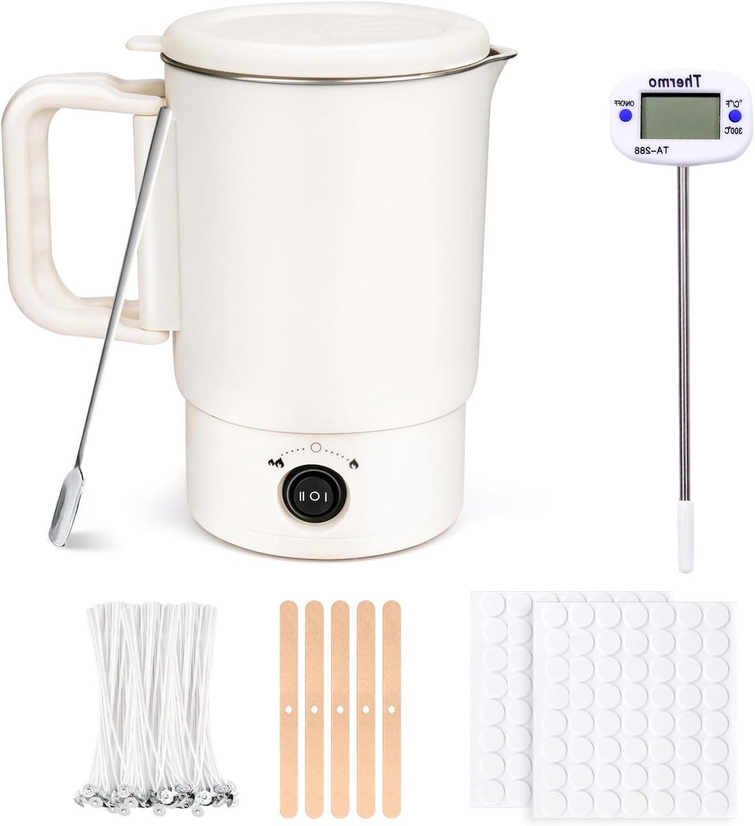 Elektrische Wassmelter - Kaarsen Set - Kaarsen Maken - Inclusief Accessoires - 800 ml Capaciteit - Zilver
