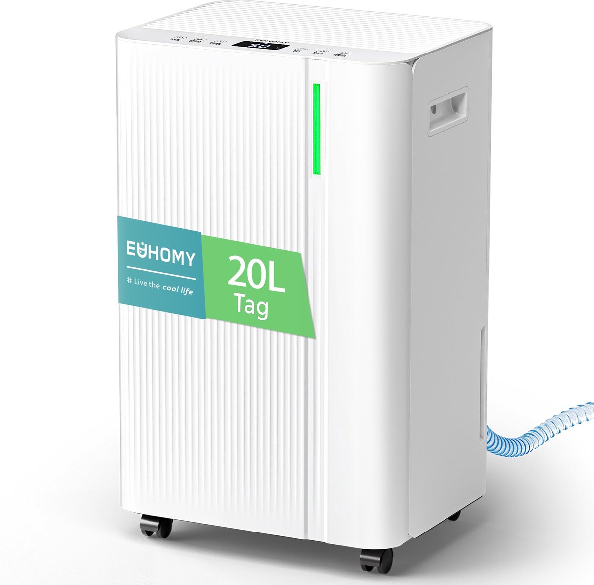 SnelShoppen - Elektrische Luchtontvochtiger 20L - Stille & Energiebesparende Dehumidifier voor Kelders, 150 m³/50 m² - Inclusief Afvoerslang, Filter,