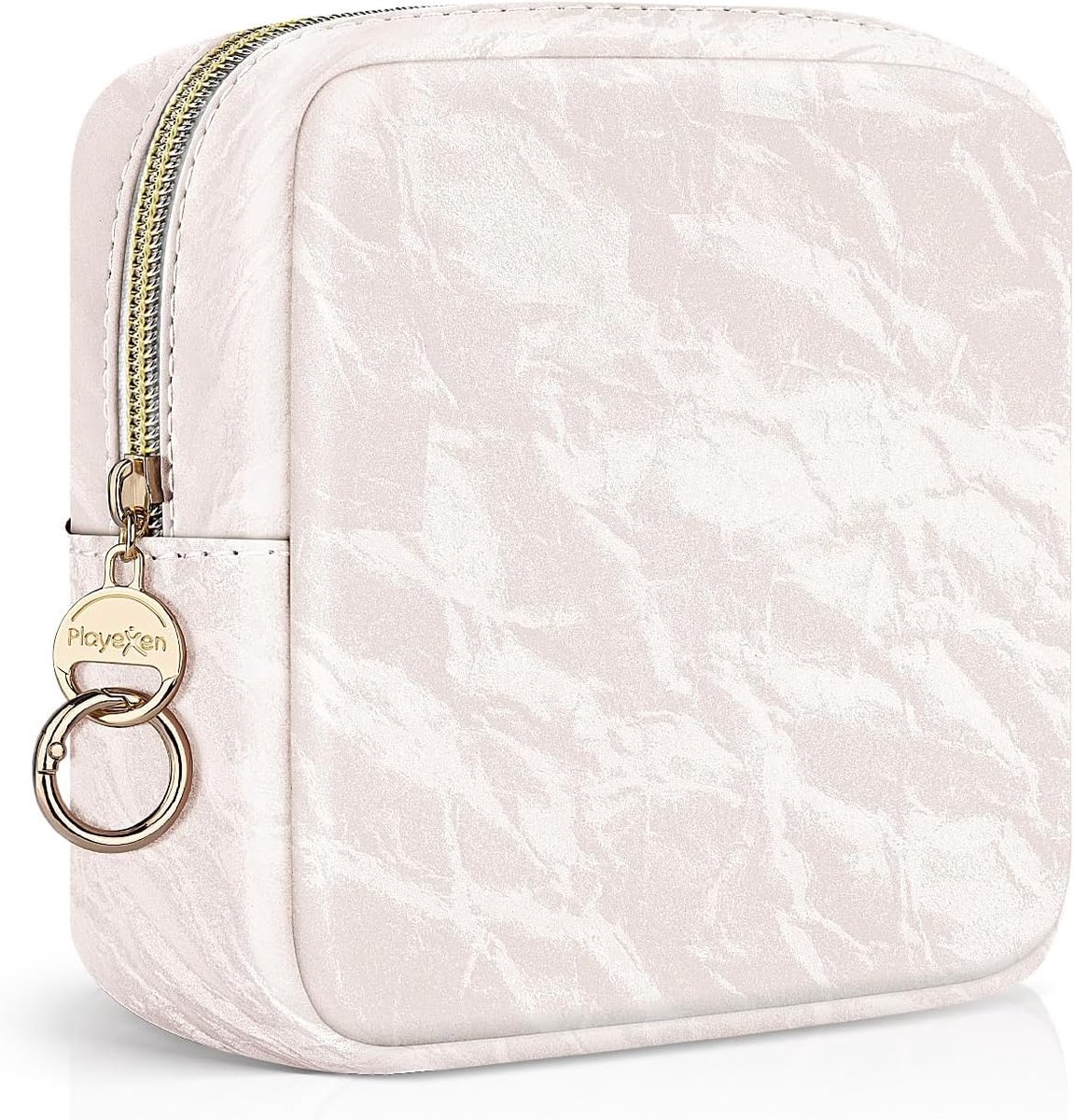 Hygiënische opbergtas voor menstruatieproducten, kleine tas voor maandverband en tampons, ideaal voor meisjes en vrouwen, 14 x 6 x 13,5 cm (beige)