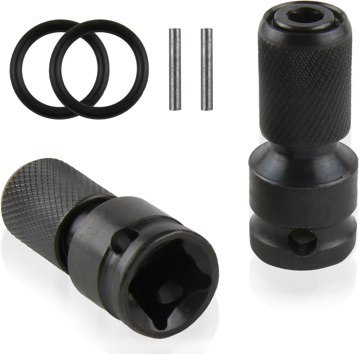 Set van 2 adapter voor steeksleutel, hexagon 1/2 inch naar 1/4 inch, ratelbasis, ratelsleutel en schroefbit houder, sleutelvrije boorkop voor elektrisch gereedschap en impacttools