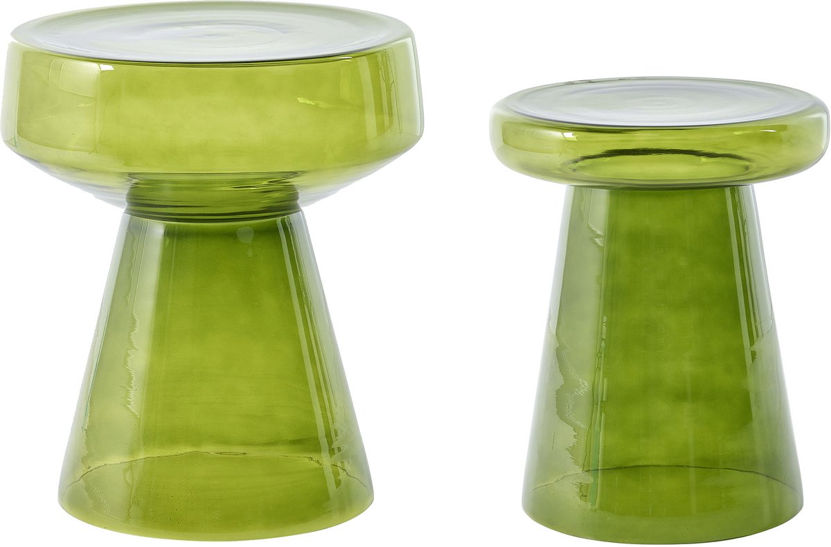 LAGUNA/CALDERA - Bijzettafel set van 2 - Groen - Glas