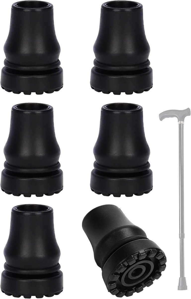 Wandelstokdoppen van rubber voor Nordic walking - 6 stuks vervangende gummi pads voor trekkingstokken en wandelen