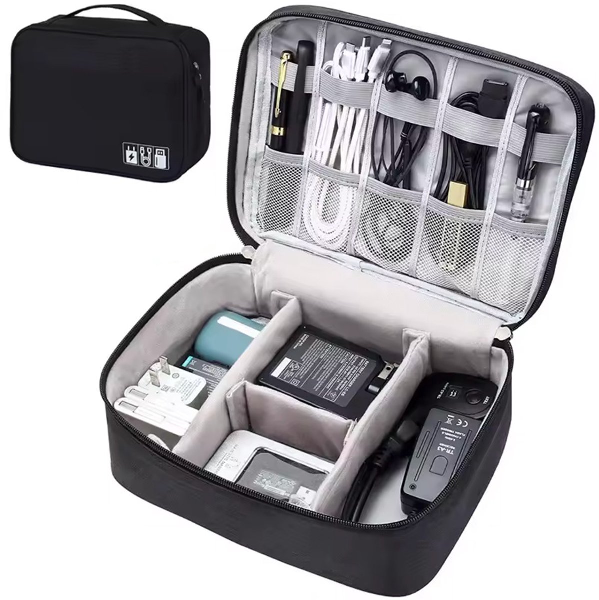 Electronicatas - Electronica opbergtas - Multi-Opbergtas voor Elektronica - Kabel Organizer Tas - Zwart - CHPN