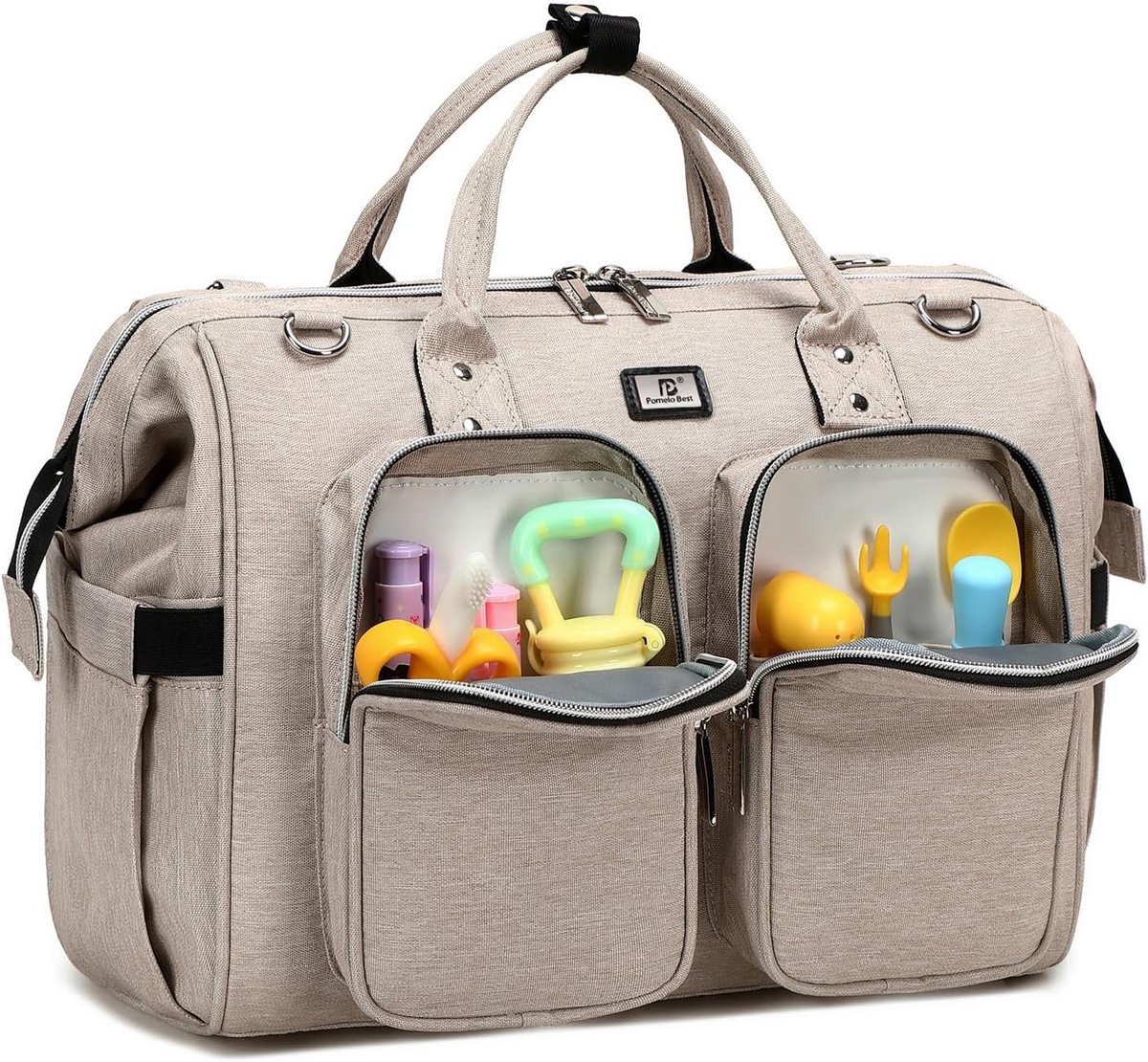Thijox - Luiertas met schouderriem, zwangerschaps- en baby tas, grote waterdichte capaciteit, Oxford-stof, incl. 2 haken voor kinderwagen en 1 aanklee