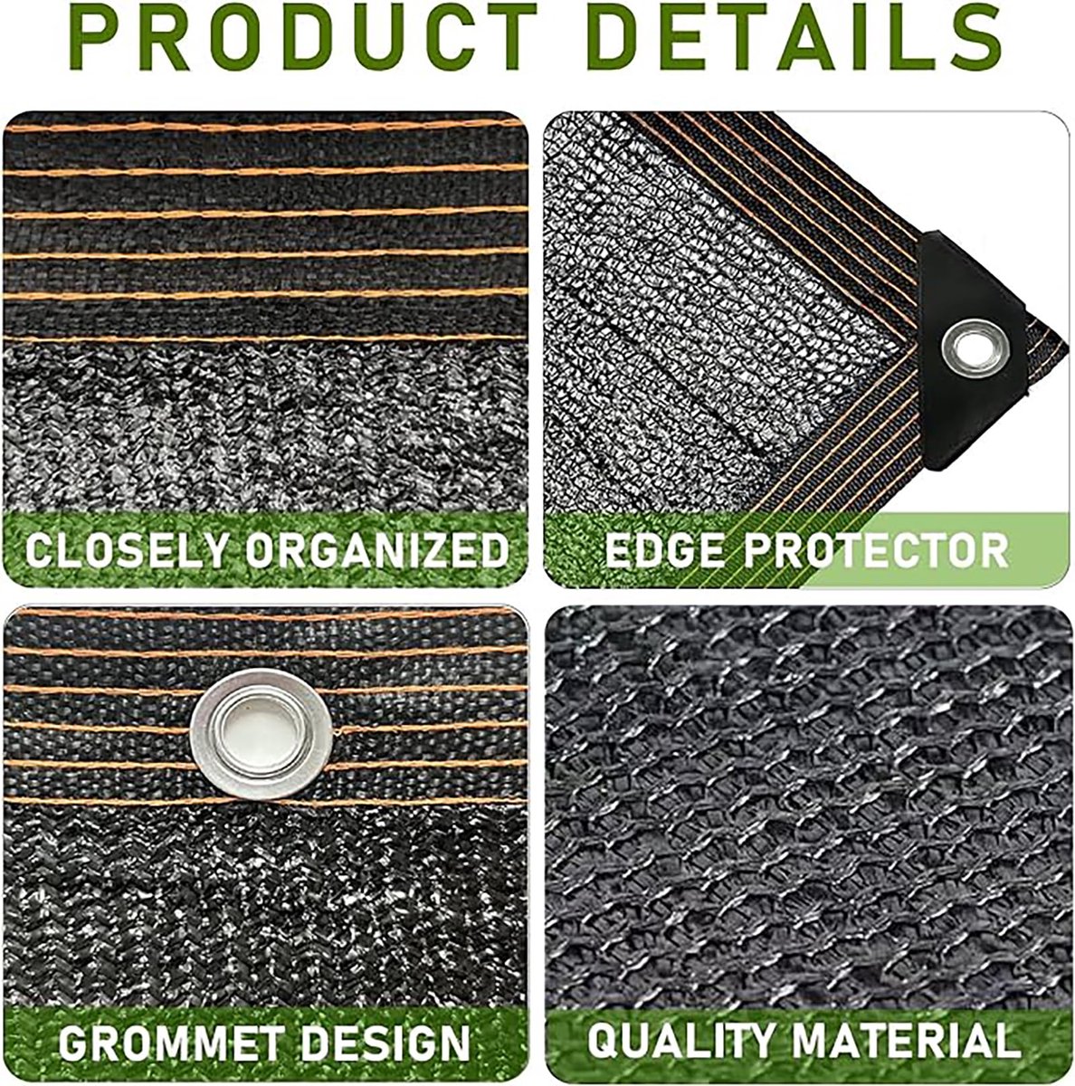 SnelShoppen - Zonwering Schaduwnet 2x3m - Zwart Schaduwdoek met Ogen - Ideaal voor Tuin, Balkon, Pergola, Strand, Terras, Moestuin, Broeikas en Verhoo