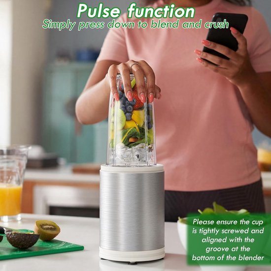 Portable Smoothie Maker, 1200 W, Mini Smoothie Maker & Blender, 2 x 800 ml Portable Mixing Cups with Stainless Steel, 6 Blades, BPA Free, for Shake, Smoothie — afbeelding 2