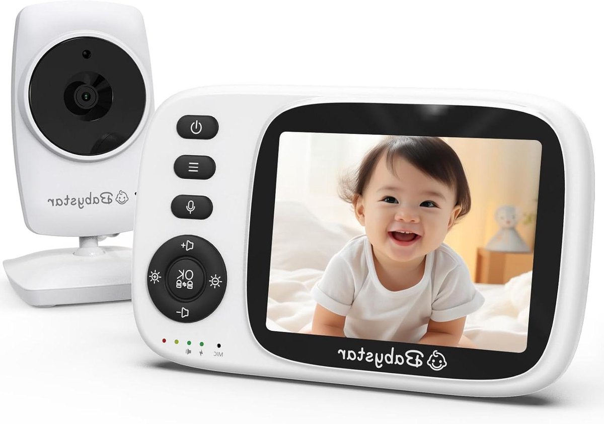 Babyfoon met camera - Baby monitor - Baby in de gaten - Zonder wifi beveiligd - 32 inch scherm - Wit