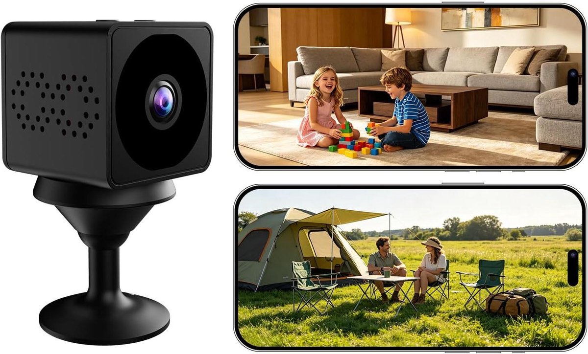 Mini Beveiligingscamera - Verborgen Camera - Huis Bewaken - 4K Ultra HD - 150° Groothoek - Zwart