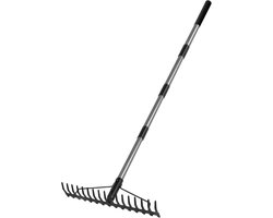SnelShoppen - Walensee Tuinhark 165 cm - Metalen Hark met 17 Stalen Tanden en Roestvrijstalen Handgreep - Ideaal voor Grond Losmaken en Gazon Niveller