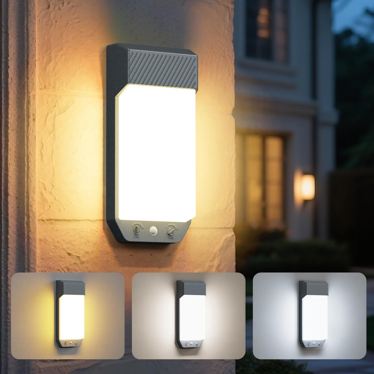 Buitenlamp met bewegingssensor - 3 kleuren 3000K/4000K/6500K - IP65 waterdicht - Ideaal voor patio of entree - ShopVlot