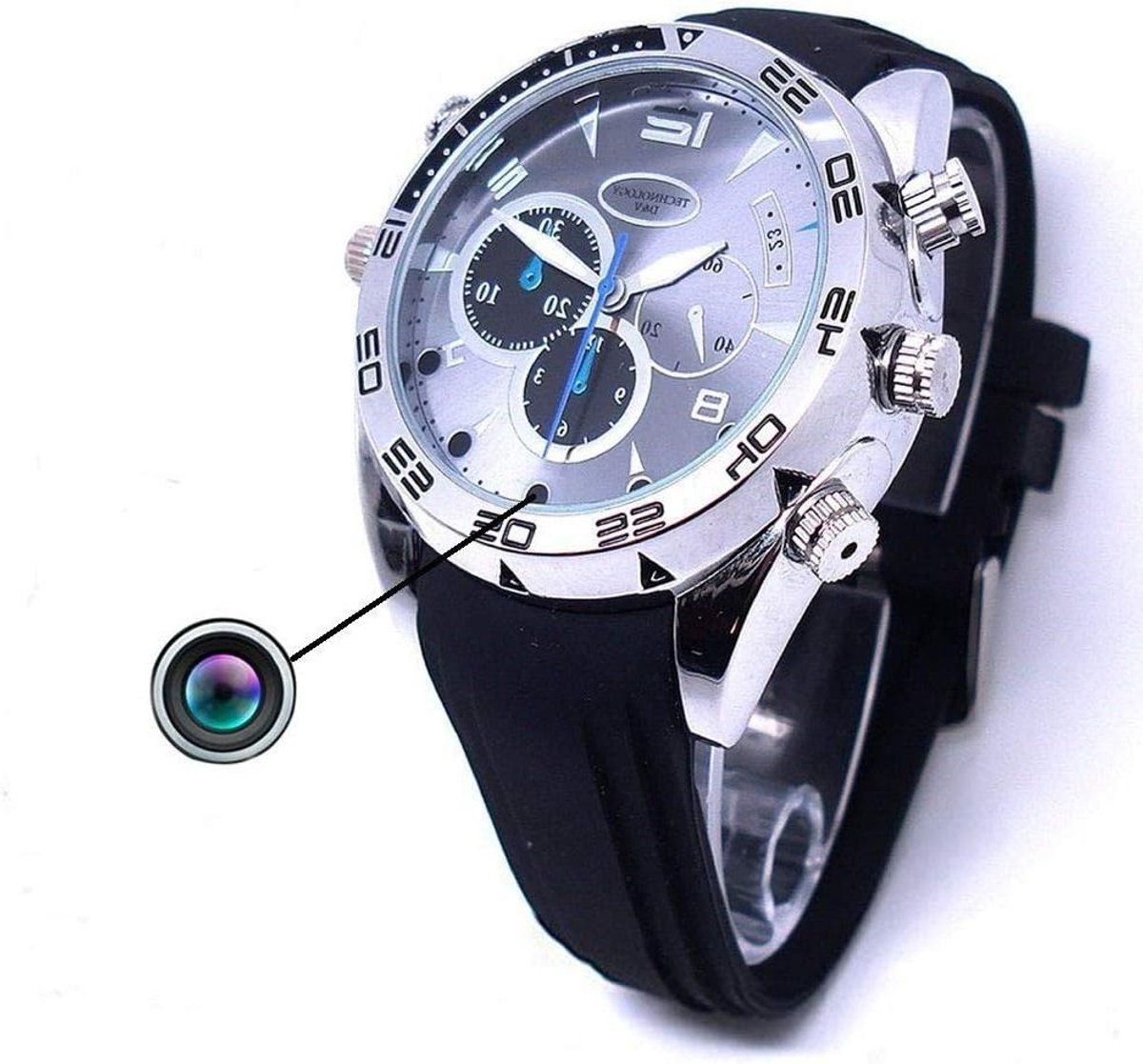 Verborgen Camera Horloge - Spionage Recorder - Video Opname - Infrarood Nachtzicht - 32 GB Geheugen - Zwart