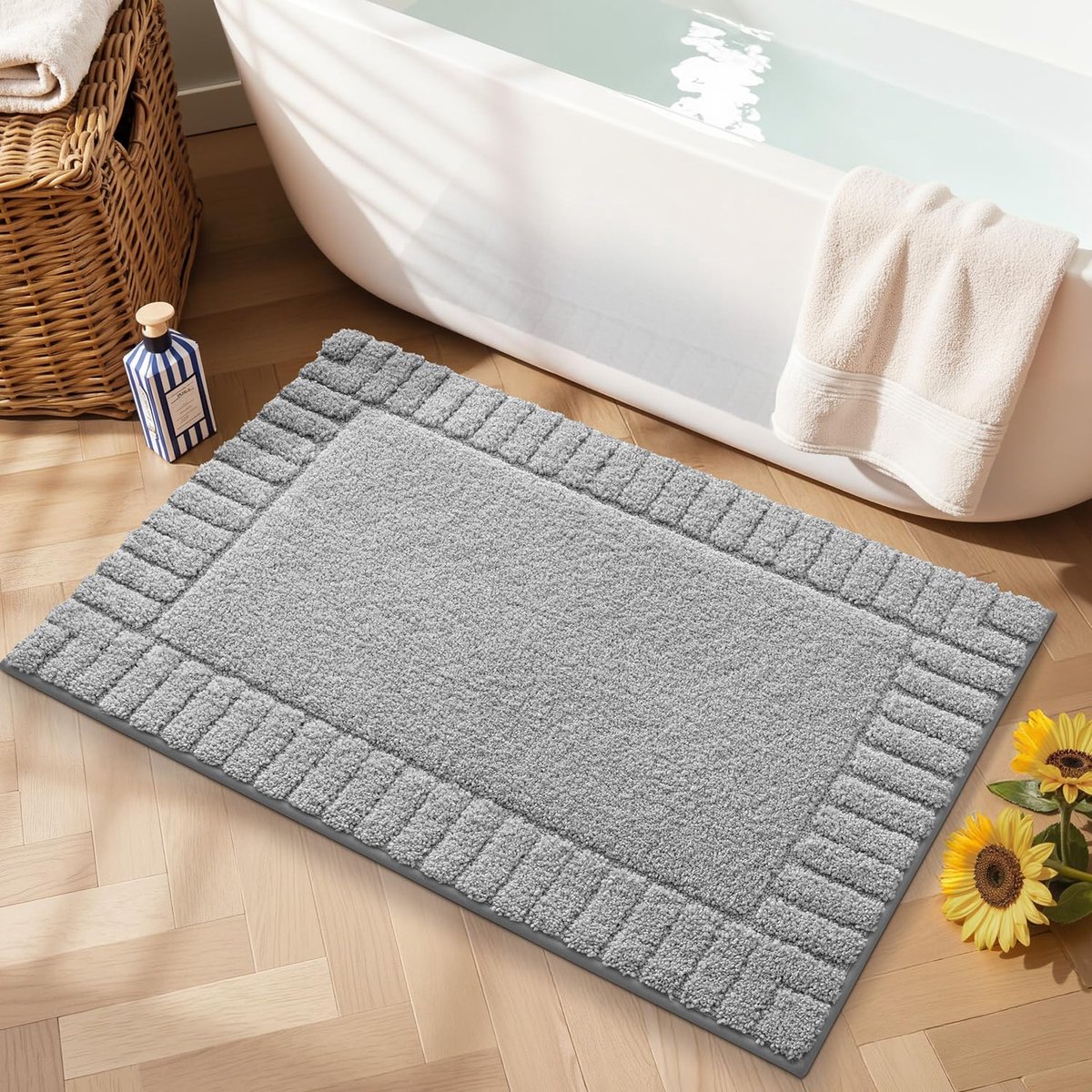 SnelShoppen - Zachte badmat, antislip badkamertapijt, absorberend microvezel badtapijt, machinewasbaar sneldrogend badmat voor badkuip, douche, lichtg