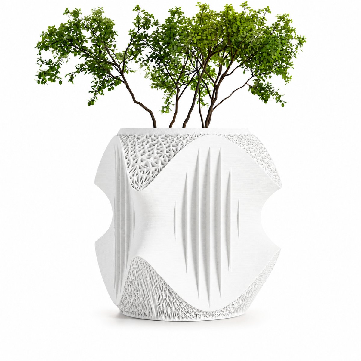 Vaso Siena Design Bloempot - Design Plantenpot - 21 x 21 x 23,4 cm - Wit - Luxe Organische Bloempot - Moderne Bloempot Binnen - Grote Plantenpot - Scandinavisch Design - Japandi Woondecoratie