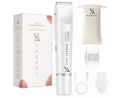 YASATI Oplaadbare 2-in-1 Elektrische Bikinitrimmer + 2 extra Scheerkoppen Voor Vrouwen - Wit - Waterdichte Scheerapparaat Voor Oksels - Benen En Armen - Reizen - Ladyshave Vrouwen - LadyGroomer - Scheerapparaat vrouwen - Inclusief Reiszakje