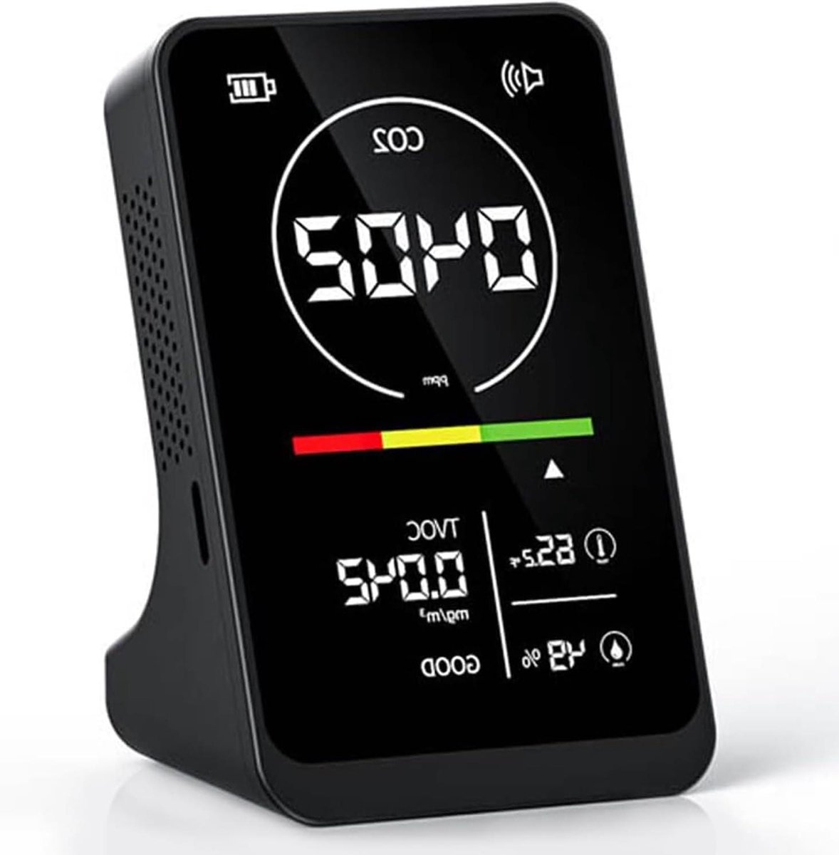 Luchtkwaliteit Monitor - CO2 Meter - Binnenklimaat Meten - Geavanceerde Sensor - 2500 mAh Batterij - Zwart