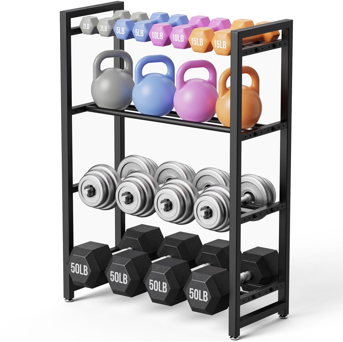 SnelShoppen - 4-laags dumbbellrek voor thuisfitness, Halterrek met 550 kg draagvermogen, Ideaal voor krachttraining en sport, Stevig en duurzaam ontwe