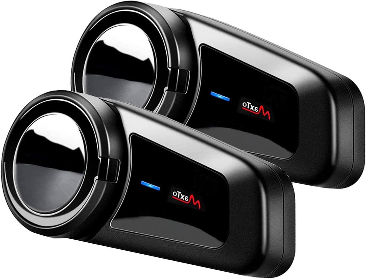 Motorhelm Communicatie - Helm Intercom - Groepsgesprekken Rijden - 1000M Bereik - 6 Rijders - Zwart