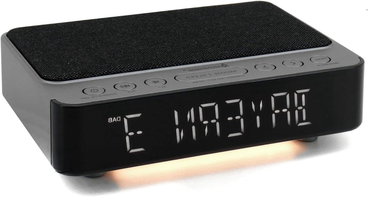 Digitale wekkerradio - Klokradio DAB+ - Draadloos opladen - Instelbaar nachtlampje - 150 x 45 mm - Antraciet