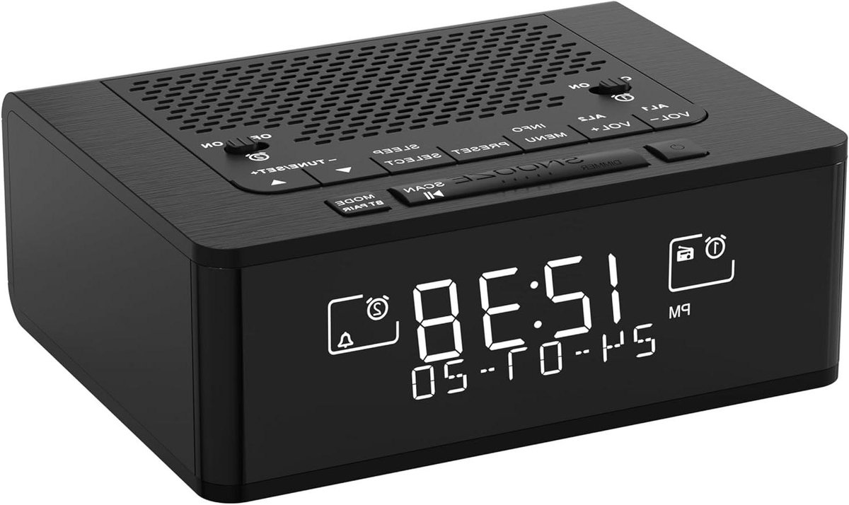 DAB FM Radiowekker - Digitale Klok - Wakker Worden - Dimbaar LCD Scherm - 15 x 11.5 x 5.8 CM