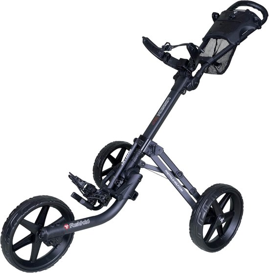 Golfwagen - Golfkar - Golfen - Lichtgewicht vouwsysteem - 30x30x89 cm - Mat grijs/zwart — afbeelding 2
