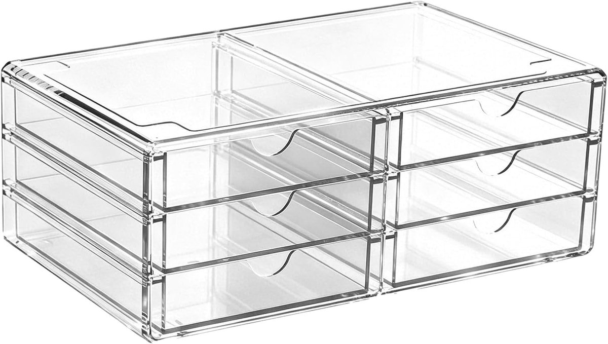 Cosmetica Organizer met 6 Brede Lades voor Make-up, Sieraden en Toilettafel in Slaapkamer of Badkamer