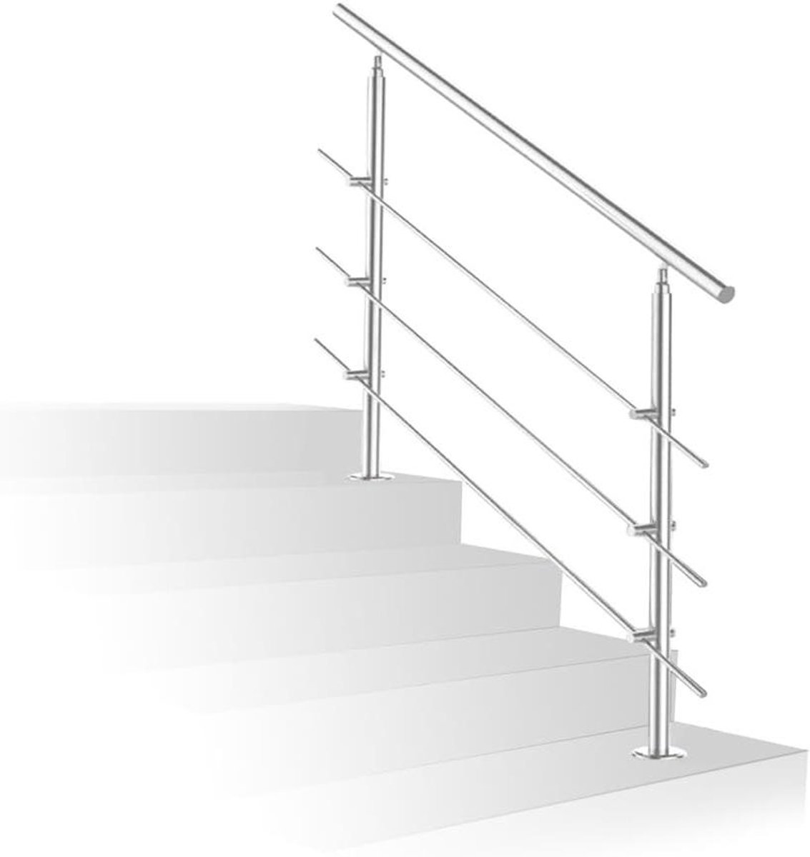 Roestvrijstalen Leuning - Balkon Reling - Veilig Traplopen - Instelbare Hoek - 180 cm Lengte - Zilver