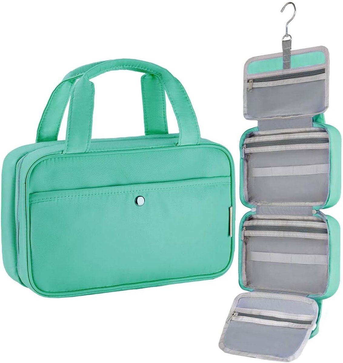 SnelShoppen - Waterafstotende Make-uptas Groen, Minimalistisch, Compact, Perfect voor Reizen, Feestjes, en Dagelijks Gebruik