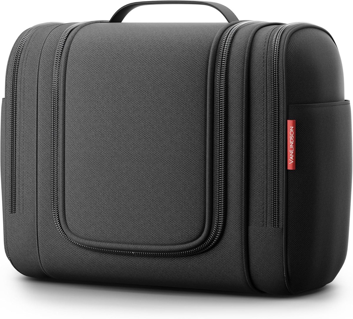SnelShoppen - VanLindson Toilettas XXL 9 Liter Waterafstotend met Haken - 3-in-1 Make-uptas, Wastas en Waszak voor Dames, Heren en Kinderen - Zwart, M