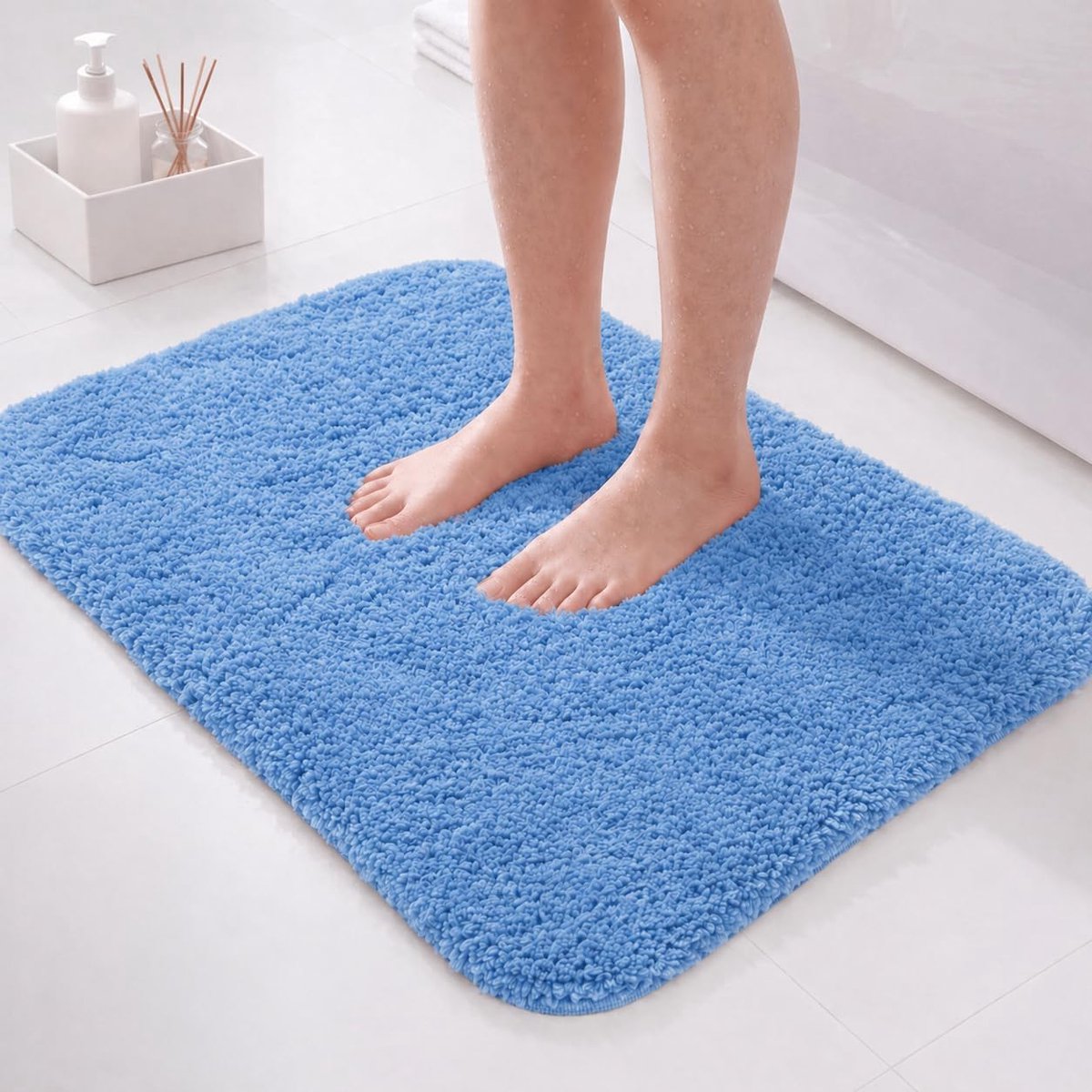 Badmat 60 x 40 cm - Super absorberend microfiber - Zacht en fluffy - Veilig met antislip - ShopVlot
