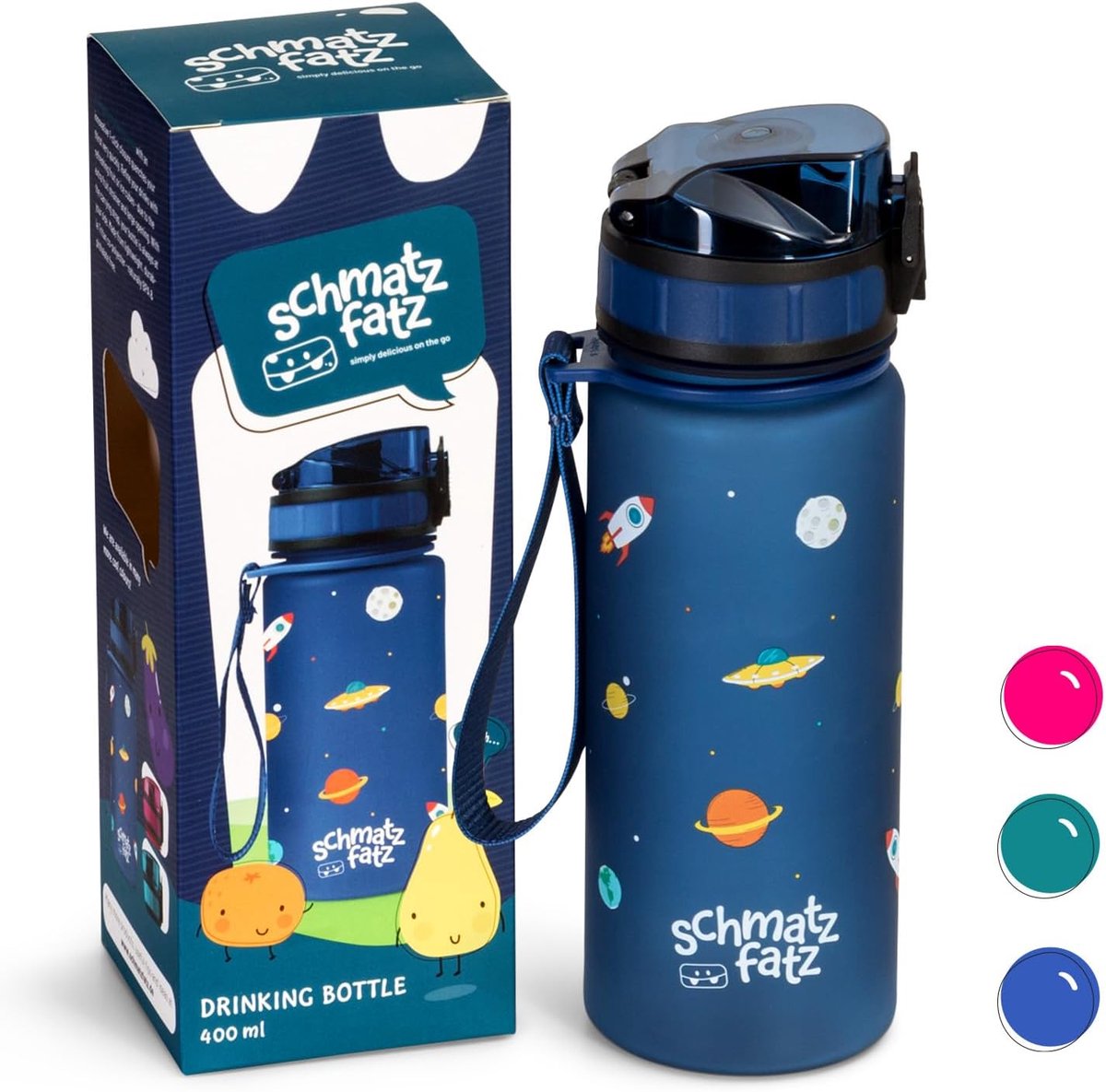 Thijox - Drinkfles voor Kinderen 400 ml - Sportfles Marineblauw - Lekvrij en BPA-vrij - Ideaal voor School en Kleuterschool - Met Fruitinzet en 1-Klik